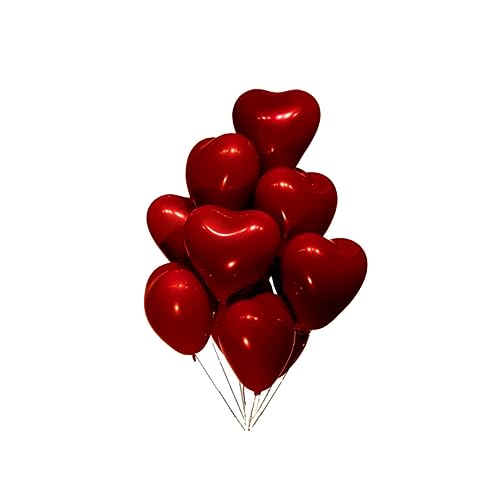 HOOTNEE 50 Stück Luftballons in Herzform valentinstag hintergrund Hochzeitsballons Hochzeitsherzballon hochzeitsdeko latex luftballons Dekor Partyzubehör Liebe schmücken Partybedarf rot von HOOTNEE