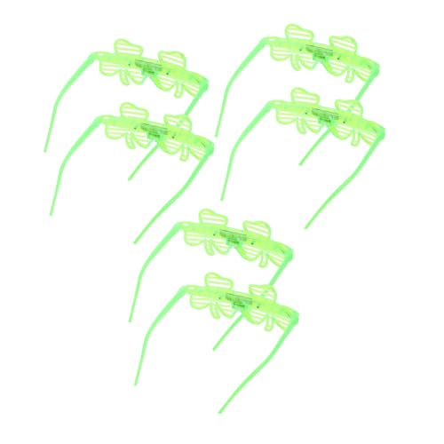 HOOTNEE 6Stücke Brillen Leuchtbrillen Kleeblatt LED sonnenbrillen Grüne LED kleeblatt brille Kobold brille Blinkende Grüne Brillen Blinkbrillen Leuchtende Partybrillen von HOOTNEE
