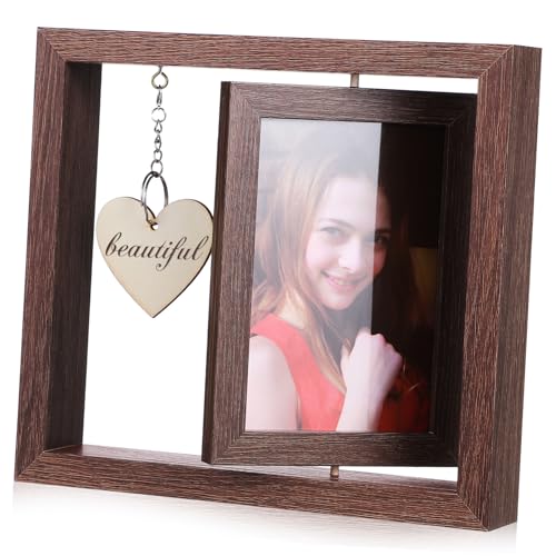 HOOTNEE Drehbarer Holz Bilderrahmen Doppel Seiten Fotorahmen im Vintage für Fotos Holz mit Herzanhänger für Dekoration und Rustikales Design für Wohnzimmer und Schlafzimmer HOOTNEE Drehbarer Holz Bilderrahmen Doppel Seiten Fotorahmen im Vintage für Fotos Holz mit Herzanhänger für Dekoration und Rustikales Design für Wohnzimmer und Schlafzimmer von HOOTNEE