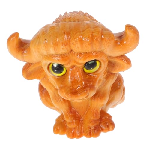 HOOTNEE Wooden Cattle Figurine Handgefertigte Holzskulptur Miniature Cow Statue Für Tischdekoration Elegantes Rinder Ornament Aus Natürlichem Holz Für Und -projekte von HOOTNEE