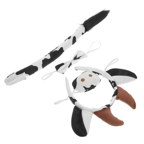 HOOTNEE Kuh Kostüm für Weichem Stirnband Künstlicher Nase Schleife und Komfortables Detailreiches Halloween Cosplay für Fasching Party und Fantasievolles Rollenspiel von HOOTNEE
