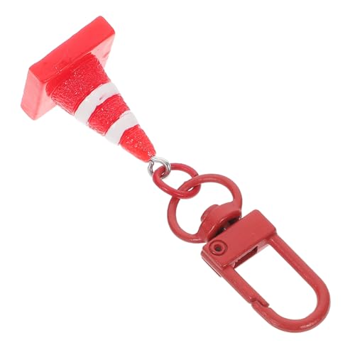 HOOTNEE Leichter Resin Schlüsselanhänger Mini Straßenkegel Rot Robuster Verkehrssignal Anhänger Vielseitiger Taschen Schlüsselring Kreatives Partygeschenk für Outdoor events von HOOTNEE