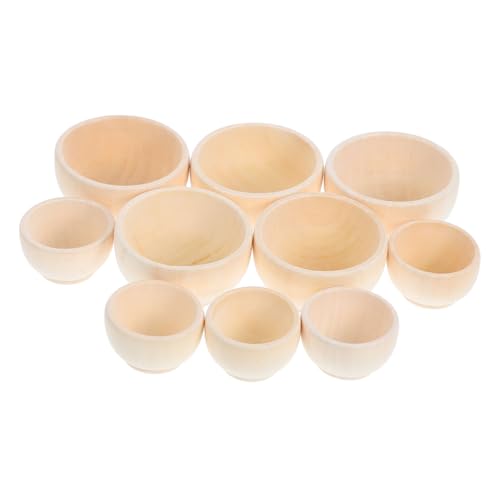 HOOTNEE Mini Holzschalen Unlackiert Natur Diy Handwerk Schalen Dekoration Puppenhaus Zubehör Bastelset Blanko Kleine Schale von HOOTNEE
