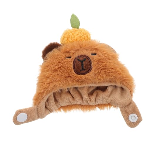 HOOTNEE Puppenkleidung Kuscheltier Hut Halloween-Puppenhut ausgefallene Kopfbedeckungen Puppenbekleidungszubehör Tierkostüm Hut Meerschweinchen-Kostümhut Cosplay-Partyhut Plüsch Hellbraun von HOOTNEE