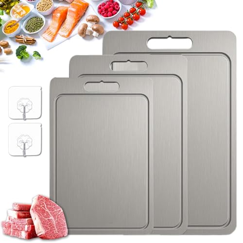 2026 Neu Kovali Titan Schneidebrett, 100% Reine Titanium Cutting Board, Doppelseitiges Lebensmittel Grade Schneidebretts, Titanium Cutting Board Für Fleisch, Obst,Gemüse (M:34×23cm) von HOPASRISEE