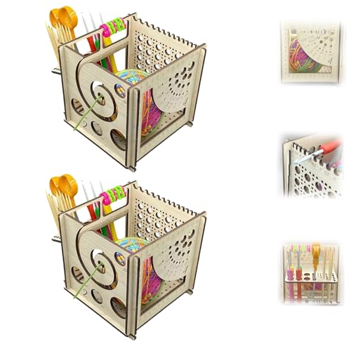 All In One Wooden Yarn Bowl, All-In-One Wooden Yarn Bowl - Multifunctional Knitting Tool,Yarn Bowl For Knitting,With Multiple Compartments For Yarn, Needles, Hooks (2Pcs) von HOPASRISEE