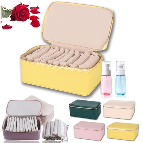 HOPASRISEE Reise-Schmuckschatulle mit kleinen Beuteln, tragbare Schmuckaufbewahrung mit 12 kleinen Beuteln, PU-Leder Schmuck-Organizer für Damen, Ringe, Ohrringe, Halsketten (1 Stück A) von HOPASRISEE