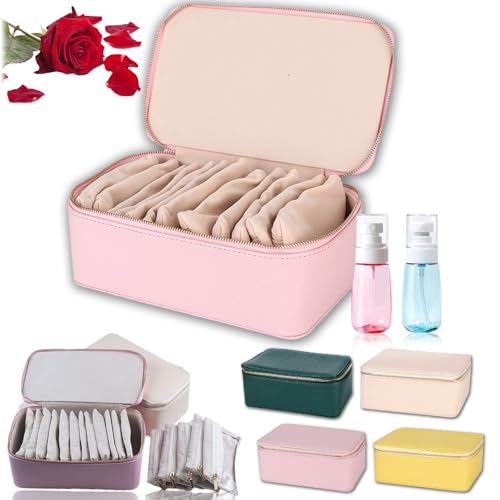 HOPASRISEE Reise-Schmuckschatulle mit kleinen Beuteln, tragbare Schmuckaufbewahrung mit 12 kleinen Beuteln, PU-Leder Schmuck-Organizer für Damen, Ringe, Ohrringe, Halsketten (1 Stück C) von HOPASRISEE