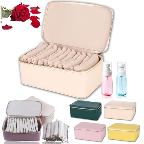 HOPASRISEE Reise-Schmuckschatulle mit kleinen Beuteln, tragbare Schmuckaufbewahrung mit 12 kleinen Beuteln, PU-Leder Schmuck-Organizer für Damen, Ringe, Ohrringe, Halsketten (1 Stück D) von HOPASRISEE