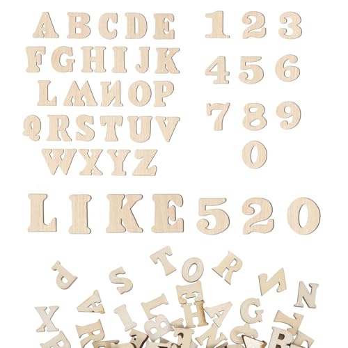408 Stück 15mm Holzbuchstaben und Holzzahlen, 208 STK Kleine Holzbuchstaben(A-Z), 200 STK Holz Zahlen(0-9) Geeignet für Dekoration, Frühes Lernen, DIY Bastelprojekte von HOPNKN