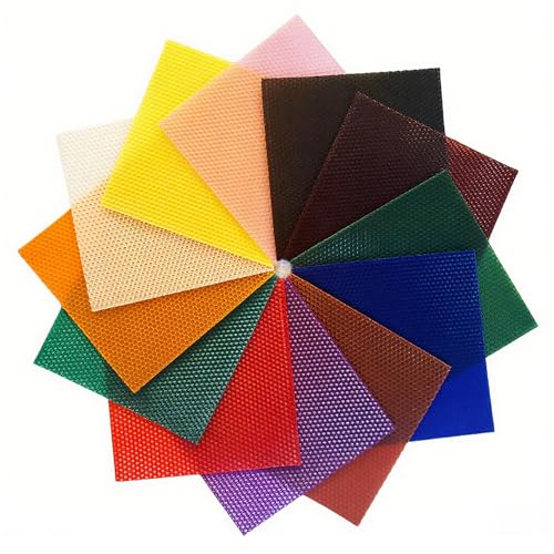 Kerzen Selber Machen Set, 20 * 20 cm Bienenwachskerzen Selber Machen Set, 12 Farben Bienenwachsplatten mit 6m Baumwolldocht, Bienenwachskerzen-DIY-Kit für Erwachsene und Kinder von HOPNKN