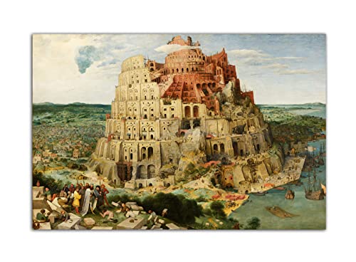 HOPNRU Turm von Babel Ölgemälde Poster Pieter Bruegel Kunstgemälde Renaissance Wandkunst Bild Leinwand Malerei Moderne Dekor (30x45cm-Ohne Rahmen) von HOPNRU