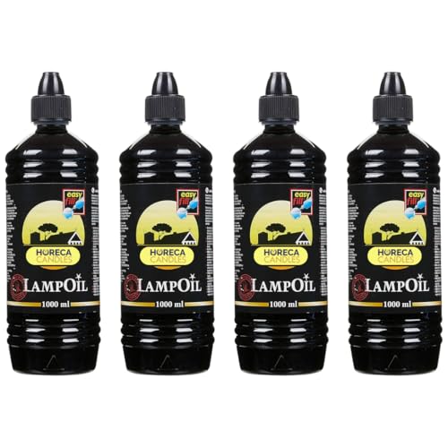 HORECA CANDLES Lampenöl – 4x1L Paraffine, Rauch- und Geruchsfrei, Langanhaltende Brenndauer, Ideal für Öl-Lampen, Kirchen, Petroleumlampen & Gartenfackeln, Ölkerzen, Kamin & Gartendeko für Draußen von HORECA CANDLES