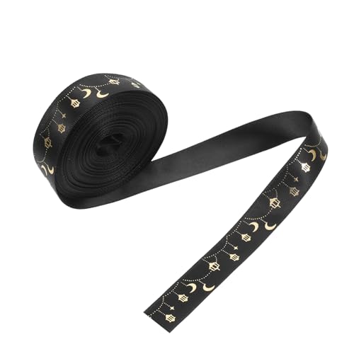HORIALENCE 1 Rolle Bogenband Ramadan Partyband Baumband Mondsternband Haarschleifen Band Außenband Band zum Thema Festival Eid Mubarak-Bänder Ramadan-Partydekorationen Polyester Schwarz von HORIALENCE