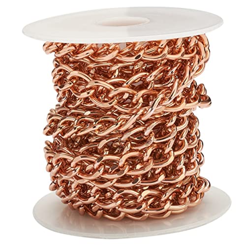 HORIALENCE 1 Rolle DIY Aluminium Schmuckkette Rolle Roségold Robuste Handtaschenkette Halskette und Armband Zubehör für Kreative Schmuckherstellung und Bastelprojekte von HORIALENCE