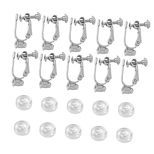 HORIALENCE 1 Satz Non Pierced Ohrringe Clip Umwandlungsset Silber Beschichteten Ohrclips und Runden Polstern für Schmuckherstellung und DIY Projekte von HORIALENCE