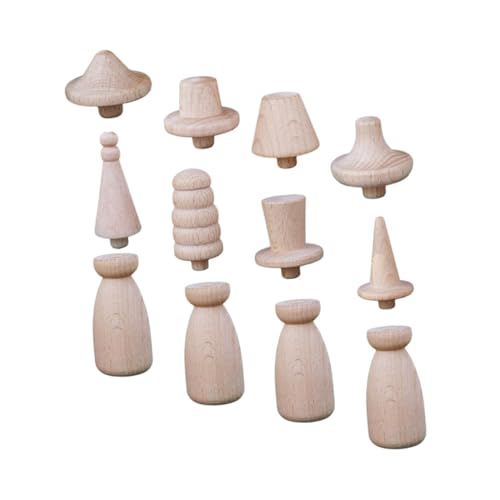 HORIALENCE 1 Satz Unvollendeten Holz Puppendolls zum Bemalen Puppenkörper Verschiedene Hüte DIY Bastelset für Erwachsene für Kunsthandwerk und Weihnachtsdekoration von HORIALENCE