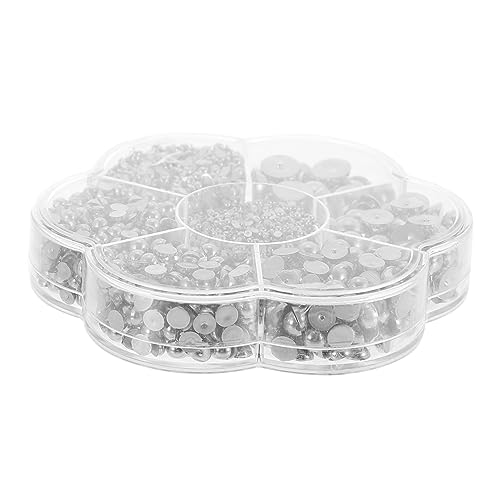 HORIALENCE 1 Schachtel Dekorative Halbperlen für DIY Nail Art Glänzende Perlen für Kreative Bastelprojekte Teiliges Silber für Schmuckherstellung und Nageldesign von HORIALENCE