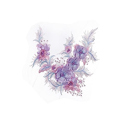 HORIALENCE 1 Stück Blumenstickerei Patch Spitze mit Perlen Handgefertigtes Kleid Accessoire für Kleidung Vielseitige Applikation für Qipao und Formelle Kleider Lila HORIALENCE 1 Stück Blumenstickerei Patch Spitze mit Perlen Handgefertigtes Kleid Accessoire für Kleidung Vielseitige Applikation für Qipao und Formelle Kleider Lila von HORIALENCE