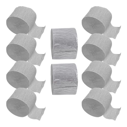 HORIALENCE 10 Rollen Silberne Krepppapier-party-luftschlangen Flexible Dekoration für Geburtstag Hochzeit Jubiläum und Festliche Diy-party-streamer von HORIALENCE