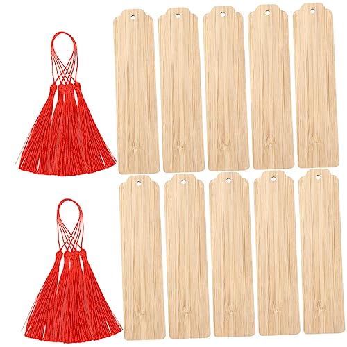 HORIALENCE 10 Sätze Blanko Holz Lesezeichen Diy Gravieren und Bemalen Dünne Buchseiten Marker für Aufhängen Handliche Buchzeichen für Scrapbooking Dekoration und Geschenkverpackung von HORIALENCE