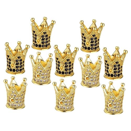 HORIALENCE 10 Stück Krone Form Perlen für DIY Schmuck Zirkonia Beads für Armbänder und Anhänger Handgemachte Bastelzubehör für Gestalten von HORIALENCE