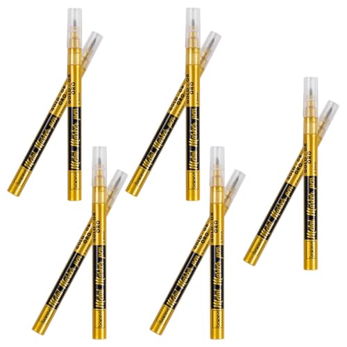 HORIALENCE 10 Stück Öliger Markierungsstift Farbe Für Schuhe Ölstift Felsmalerei-marker Nagelkunststifte Kunstbedarf Lackmarkierungen Für Leinwand Textmarker Schild Stift Golden Plastik von HORIALENCE