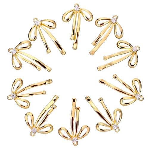 HORIALENCE 10 Stück Schmuckanhänger mit Strass Schleifen Charms für DIY Schmuckherstellung Vielseitige Ketten und Ohrradanhänger von HORIALENCE