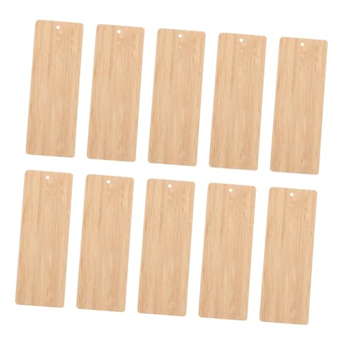 HORIALENCE 10 Stück Teiliges Bambus Lesezeichen Blanko DIY Holz Anhänger für Bastelprojekte Personalisierbare Unbemalte Buchzeichen für Leser Studenten Geschenke und Dekoration von HORIALENCE