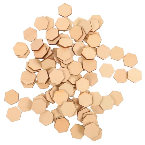 HORIALENCE 100 Stück Buchenholz Sechseckige Ornamente DIY Bastelmaterial für Hochzeiten Geburtstage und Weihnachten Unlackierte Holzformen für Kreative Dekorationen von HORIALENCE