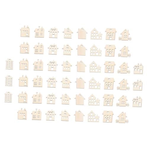 HORIALENCE 100 Stück Hausform Holzscheiben DIY Bastelholz für Sichere Holzmaterialien für Kreative Projekte und Streudeko von HORIALENCE