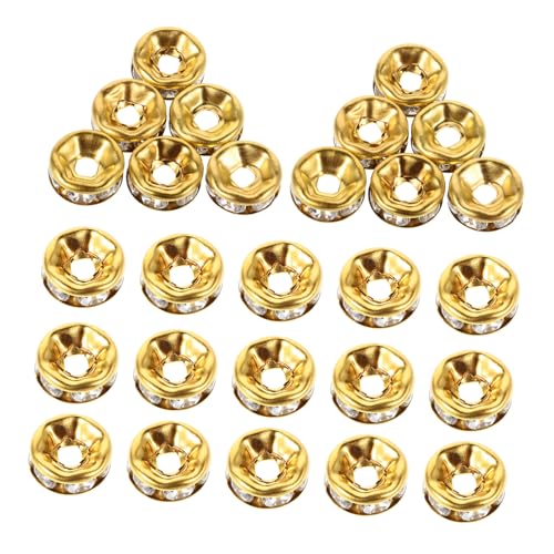 HORIALENCE 100Stücke Goldene Strass Spacer Perlen für DIY Schmuckherstellung Kristall Rondelle Perlen für Armbänder und Vielseitige Bastelideen Elegantes Design von HORIALENCE