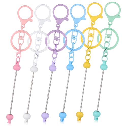 HORIALENCE 12 Stück Teiliges Beadable Keychain Bars aus Metall und Kunststoff Farbige DIY Schlüsselanhänger Zubehör mit Robustem Karabinerverschluss Kompatibel Holzperlen Vielseitig für von HORIALENCE