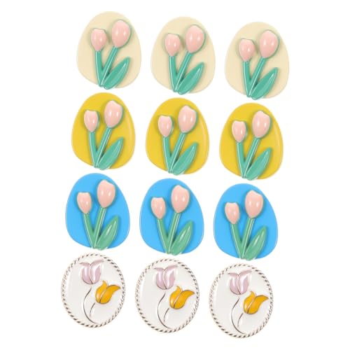 HORIALENCE 12 Stück Vintage Knöpfe Kreativen Formen Bunte Tulpenknöpfe für DIY Bastelprojekte für Kleidung und Accessoires von HORIALENCE
