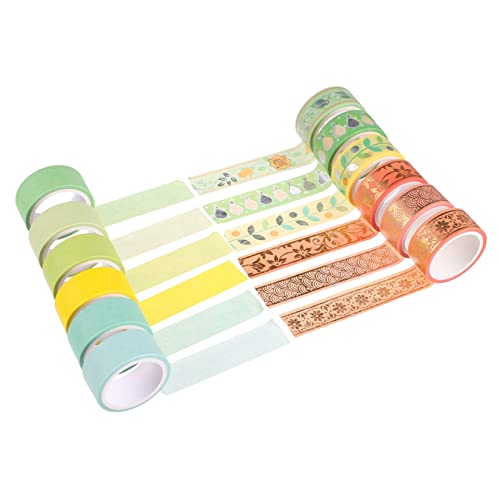 HORIALENCE 12Rollen Dekoratives Washi Tape Goldfolie Klebeband für Scrapbooking DIY Projekte und Bastelarbeiten Leicht und Praktisch für Bastelideen und Journaling von HORIALENCE
