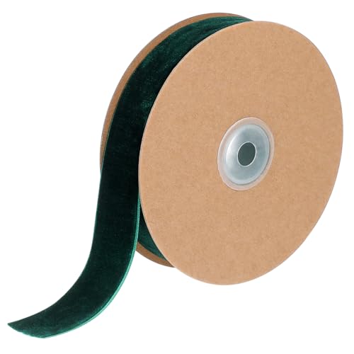 HORIALENCE 1Rolle Breites nicht Elastisches Flocking Band Dunkelgrün Dekoratives Stoffband für Geschenkverpackungen DIY Projekte und Bastelarbeiten für Hochzeiten und Feiern von HORIALENCE