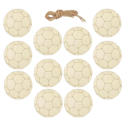HORIALENCE 1Satz Unfertigen Holzscheiben im Fußball Design für DIY Projekte und Sport Themen Feiern Tischdekoration und Bastelmaterial für Kreative Ideen von HORIALENCE