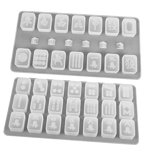 HORIALENCE 2 Stück DIY Silikon Mahjong und Würfelformen Epoxidharz Gießformen für Kunsthandwerk Vielseitig Einsetzbare Silikonformen für Mahjong Designs Zufällige Farbe Zufällige Farbe von HORIALENCE
