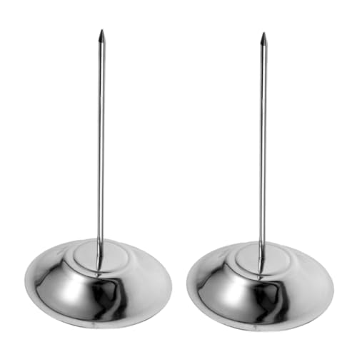HORIALENCE 2 Stück Inserter Memohalter für den Schreibtisch Quittungshalter Veranstalter prüfen Restaurant-Ticket-Stick Quittungsablage Ticketspitze Quittungsspitze Rostfreier Stahl Silber von HORIALENCE