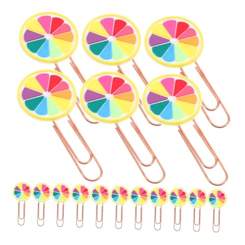 HORIALENCE 20 Stück Bunte Büroklammern mit Fruchtigem Design Kreative Papierclips aus Metall und PVC Praktische Lesezeichen für Dokumente Fotos und Notizen Geeignet für Schule Büro und von HORIALENCE
