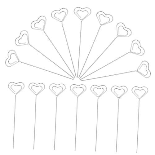 HORIALENCE 20 Stück Herzförmiger Notizhalter Büro Memohalter Fotohalter Für Tische Herzförmiger Memohalter Herzförmige Blumen Picks Kuchen Foto Bildhalter Memohalter Klemme Silbernes von HORIALENCE