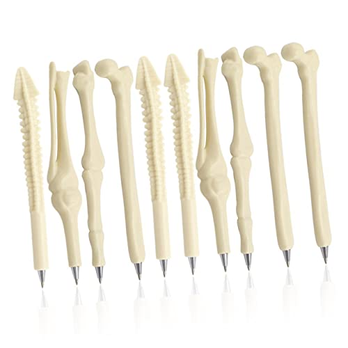 HORIALENCE 20 Stück Knochenförmiger Kugelschreiber Multipack Form Pflege Arzt Bleistift Skelett Farbe Student Versenkbare Kugelschreiberstifte Freund Schwarz Zufällige Farbe von HORIALENCE