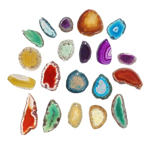 HORIALENCE 20 Stück Teiliges Bunte Natürliche Chalcedon Scheiben mit Farbenfrohe Edelstein Anhänger für Windspiele DIY Schmuckzubehör Vielseitige Dekoration für Handwerk und Accessoires HORIALENCE 20 Stück Teiliges Bunte Natürliche Chalcedon Scheiben mit Farbenfrohe Edelstein Anhänger für Windspiele DIY Schmuckzubehör Vielseitige Dekoration für Handwerk und Accessoires von HORIALENCE