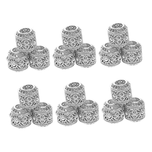 HORIALENCE 20 Stück Teiliges Perlen Zinklegierung Ethnische Hohlperlen Silberfarben für DIY Schmuckherstellung Armbänder Halsketten Bastelbedarf von HORIALENCE