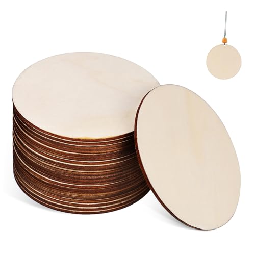 HORIALENCE 20Stücke Holzscheiben Unbehandelte Holzrunden für DIY Bastelarbeiten Multifunktionale Holzornamente für Dekorationen und Partys von HORIALENCE
