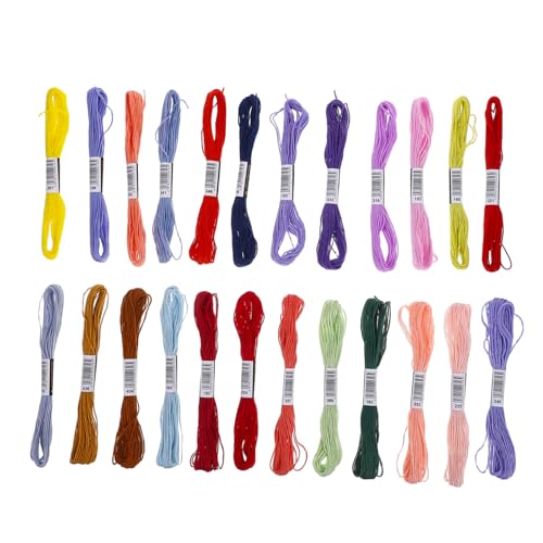 HORIALENCE 24 Stück Teiliges Stickgarnset für Kreuzstich Handarbeiten und Armbänder Vielseitiges Langlebiges Polyester Baumwollgarn Verschiedenen Farben für Kreative Projekte von HORIALENCE