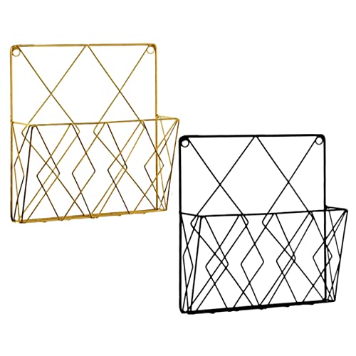 HORIALENCE 2Stücke Wandmontierter Aktenorganizer Vielseitiger Dokumentenspeicher für Zuhause und Büro Schwarzes und Goldenes Design für Zeitschriften und Bücher Einfach von HORIALENCE