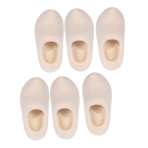 HORIALENCE 3 Paare Mini Holzschuhe für Puppenhaus Holzschuh Unfertige Miniatur Klompen für Diy Dekorationen und Miniatur Sammlungen Langlebig und Vielseitig Einsetzbar von HORIALENCE