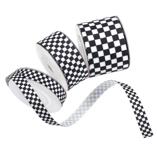 HORIALENCE 3 Rollen Schwarz -weiß -plaidband Kariertes Band Karierter Stoff Kariert Schwarzes Weißes Band Geschenkband Wickelband Hochzeitsband Banddekoration Geschenkband Polyester von HORIALENCE