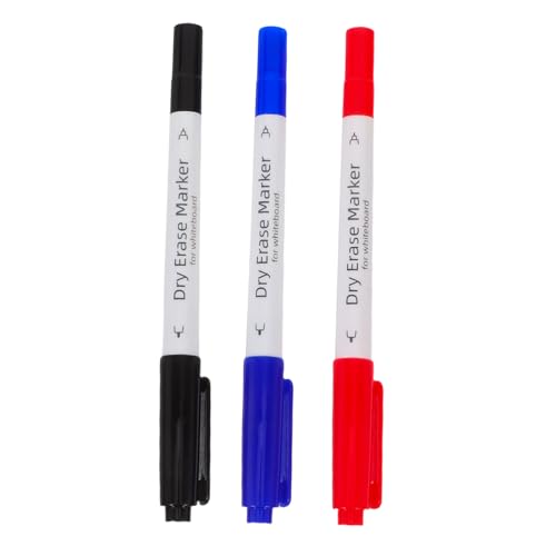 HORIALENCE 3 Stück Doppelschnitt Whiteboard Marker Abwischbare Stifte für Schule Büro und Zuhause Flüssige mit Einfach Löschbarer für Müheloses Schreiben und Korrigieren von HORIALENCE